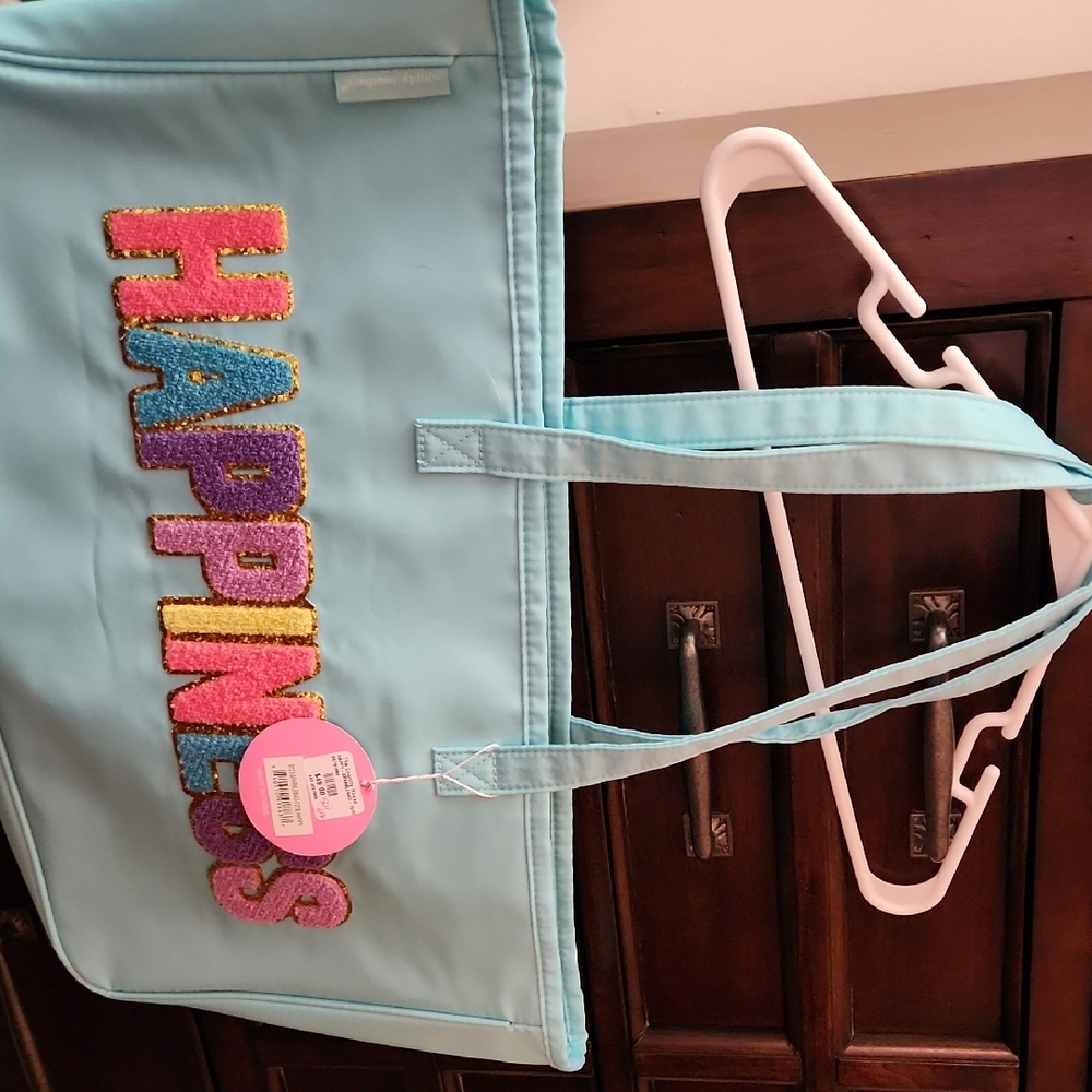 Charming Blue 'Happiness' Tote Bag